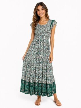 In Bloom NWT Smocked Mini floral Print Maxi Dress size Medium